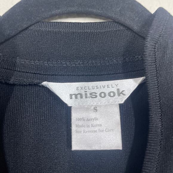 Exclusively Misook Small Mandarin Collar Sheath Dress Black V Neck Sleeveless - Picture 4 of 5